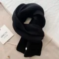 Classic black knitted winter scarf for women, soft warm cozy daily wear outerwear cold weather. - Classic Black