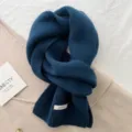 Dark blue knitted wool scarf for women, cozy winter warm winter neck warmer fashion accessory. - Lake Blue