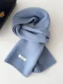 Blue wool scarf for women winter warm soft knit neck warmer stylish solid color design - Glazed Blue