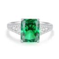 S925 Zilveren Groene Smaragd Geslepen Zirkonia Ring Elegante Prachtige Dames Sieraden - Maat 5 / Smaragd(FDJZ-457)