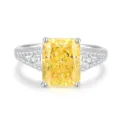 S925 Silber Gelber Zirkon Ring Luxus Geteilter Schaft Zirkonia Damen Schmuck Stil - Größe 5 / Stil mit geteiltem Schaft (FDJZ-457) / Gansgelb