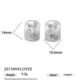 Orecchini a cerchio in rame argentato con zircone a stella e dimensioni dettagliate. - Stile Tondo con Motivo a Stelle (2511HY41275YZ) / 14mm / Argento