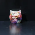 Handcrafted miniature owl crystal resin figurine with colorful crushed stones for decor - Colorful Shell With Gold Foil