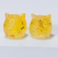 Yellow resin owl figurines with gold foil accents for micro landscape decoration - Citrine With Gold Foil