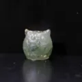 Decorative handcrafted resin owl ornament with green crushed stones and gold foil flecks - Green Aventurine With Gold Foil