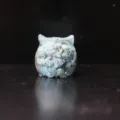 Small blue resin owl figurine with crushed crystal chips for micro landscape decor - Turquoise & Gold Foil