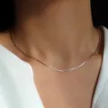 Minimalistische dunne zilveren slangenketting voor dames in elegante stijl - 55+5cm / Zilver