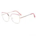 Trendy tweekleurig metalen brilmontuur voor dames in goud en roze met blauw licht filter - Anti-Blauw Licht Zonder Sterkte / Goud-Roze Wit