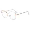 Occhiali anti-luce blu trendy da donna con montatura in metallo bicolore oro chic - Occhiali Anti-luce Blu / Oro-Bianco