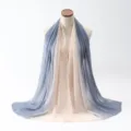 Elegant gradient chiffon hijab scarf for women, lightweight fabric with stylish drape detail. - 70x180cm / Beige and Gray