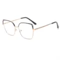 Trendy dames brilmontuur van metaal in zwart en goud met blauw licht filter glazen - Anti-Blauw Licht Zonder Sterkte / Goud-Zwart
