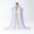 Detailed macro view of lightweight gradient chiffon scarf in soft purple and white - 70x180cm / White & Purple