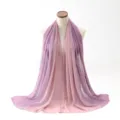 Elegant purple gradient chiffon scarf detail showing soft drape and lightweight fabric. - 70x180cm / Pink and Purple