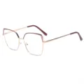 Montatura per occhiali bicolore in metallo oro e bordeaux da donna, anti-luce blu - Occhiali Anti-luce Blu / Oro-Marrone Viola