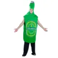 Costume de bouteille de bière pour homme, fête de la bière et déguisement d'Halloween drôle - Taille unique / Vert