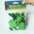 Confezione di adesivi in schiuma glitterata trifoglio EVA per decorazioni festa San Patrizio. - Trifoglio Glitter 80 Pezzi