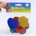EVA glitter foam heart stickers with adhesive backing, colorful DIY craft supplies for decoration. - Colorful Hearts