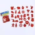 Christmas EVA glitter foam stickers DIY assorted holiday shapes craft decorations pack - Christmas Red