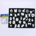 DIY glitter EVA foam stickers Christmas theme assorted shapes for holiday party decor 1pack - Christmas White