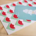 Autocollants de coins de photo en papier design de fruit de pasteque mignons 24 pcs DIY - Pastèque