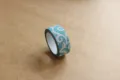 Blue glitter washi tape with silver scroll pattern, decorative sticky tape for DIY journals. - Blue Cloud