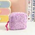Trousse de maquillage imprimé léopard en peluche sac de rangement portable mignon. - Violet