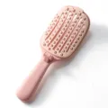 Pink foldable hair brush portable scalp massage comb for fluffy hair styling daily use - Pink