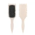 Wheat straw boar bristle cushion hair brush variant, natural scalp massage styling tool. - Beige