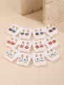 Stainless steel non pierced evil eye clip on fashion earring converters accessories - Evil Eye Style / 12 Pairs Set