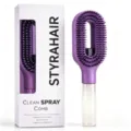 StyraHair spray hair brush with purple oval design and refillable water handle for styling. - Purple