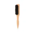 Wooden beard brush for men with pointed tail handle and dense black bristles for daily styling. - Beech Wood - Natural Color
