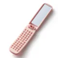Portable folding hair brush with mirror pink mini travel hairbrush compact styling tool for daily use - Pink
