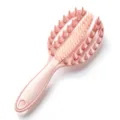 Brosse à shampooing en silicone rose masseur de cuir chevelu peigne avec longue poignée - Rose