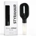 StyraHair spray hair brush with water bottle handle and bristle teeth for easy styling. - Black