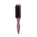 Pink leopard print beard brush and hair styling tool with durable black bristles for men. - Pink Leopard Print - Patterned Style