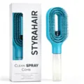 StyraHair blue spray hair brush with press bottle and bristle comb for styling main view. - Blue