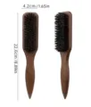 Wooden handle men beard brush styling hair brush curved grooming brush tool 22cm - Dark Brown
