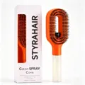 StyraHair orange spray hair comb variant, bristle brush with water spray bottle handle. - Orange
