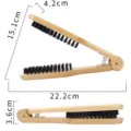 Natural wood V-shaped hair straightening brush with boar bristles and clamp design for styling. - Natural Wood Color