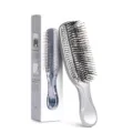 Brosse de massage capillaire argentée avec poignée ergonomique pour cheveux secs et humides. - Argent Métallique