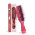 Brosse de massage capillaire rose avec manche et boîte, outil de démêlage et soin du cuir chevelu. - Rose rouge
