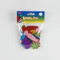 Close-up detail of colorful EVA glitter foam stickers in various shapes like carrots and flowers. - 44-Piece Easter Glitter Mix