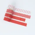 Decorative washi tape set with red and white patterns, perfect for planner DIY stationery. - Set 4