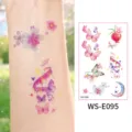 Summer fresh butterfly glitter tattoo stickers, waterproof temporary body art for beach parties. - Summer Painted Style (WS-E095) / 120x76mm