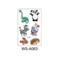 Waterproof cartoon animal temporary tattoo sheet for kids, cute zoo party face stickers. - Animal Style (WS-A063)