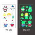 Luminous Christmas temporary tattoo stickers for kids, cute cartoon waterproof party decal. - Christmas Luminous WS-259 / 60x105mm