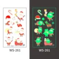 Christmas glow temporary tattoo stickers for kids, waterproof cute cartoon holiday party decor. - Christmas Luminous WS-261 / 60x105mm