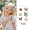 Laser butterfly temporary tattoo stickers, waterproof hot stamping body art for party. - Gold Foil Style TJ-101 / 105x150mm