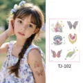 Kids laser gold waterproof temporary tattoo sticker butterfly castle design variant TJ-102 - Gold Foil Style TJ-102 / 105x150mm