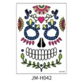Halloween Day of the Dead colorful sugar skull face temporary tattoo sticker for party. - JM-H042